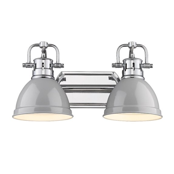Golden Lighting Duncan 2-Light Metal Bath Vanity in Chrome/Gray