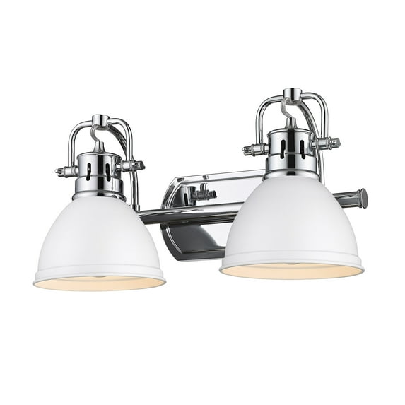 Yep by Golden Lighting Duncan 2-light Vanity in Chrome and Matte White shade
