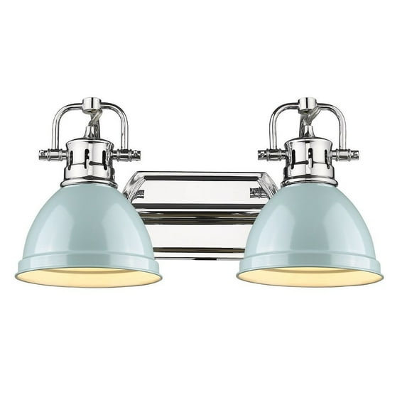 Yep by Golden Lighting Duncan 2-light Vanity in Chrome and Seafoam shade