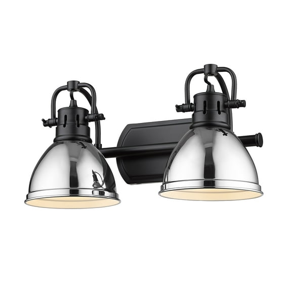 Yep by Golden Lighting Duncan 2-light Vanity in Matte Black and Chrome shade