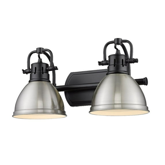 Yep by Golden Lighting Duncan 2-light Vanity in Matte Black and Pewter shade