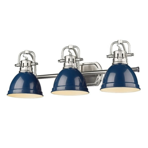 Yep by Golden Lighting Duncan 3-light Vanity in Pewter and Navy Blue shade