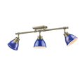 thumbnail image 1 of Golden Lighting Duncan - Three Light Semi-Flush Mount, Aged Brass Finish with Blue Shade, 1 of 5