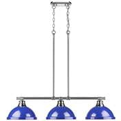 Golden Lighting 3602-3LP-CH-BE Duncan 3 Light Pendant,Blue