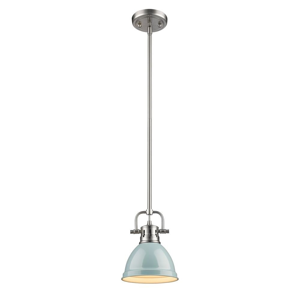 Sea Foam Pewter Mini Pendant Light with Bowl Shade