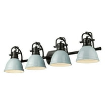 Yep by Golden Lighting Duncan 4-light Vanity in Matte Black and Seafoam shade