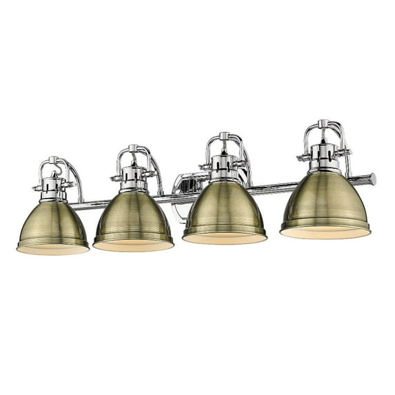 Yep by Golden Lighting Duncan 4-light Vanity in Chrome and Aged Brass shade