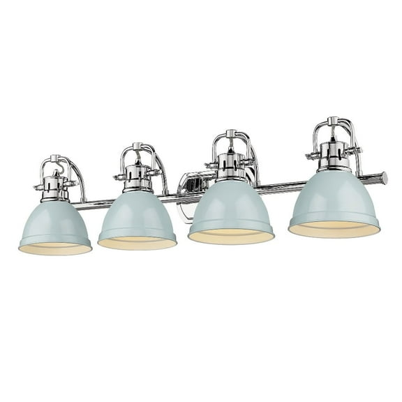 Yep by Golden Lighting Duncan 4-light Vanity in Chrome and Seafoam shade