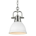 thumbnail image 1 of Golden Lighting 3602-M1L PW-WHT Duncan Mini Pendant with Chain in Pewter with a Matte White Shade, 1 of 3