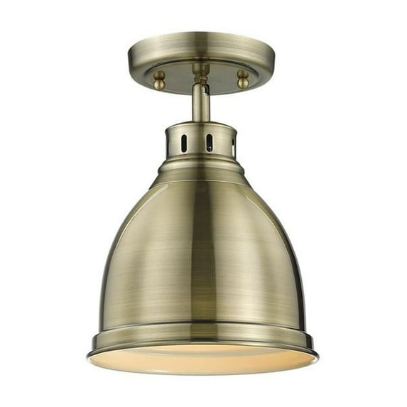 Golden Lighting Duncan - One Light Flush Mount, Aged Brass Finish with Aged Brass Shade