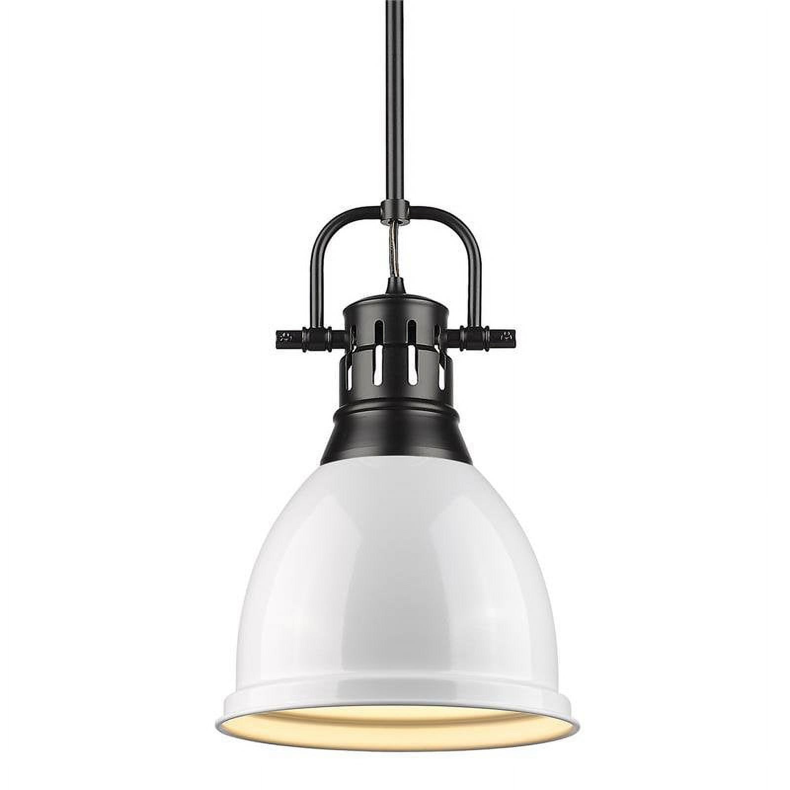 Transitional Mini Bowl Pendant Light in Black with White Shade