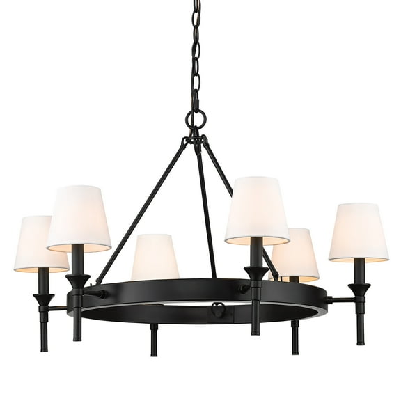 Golden Lighting Edinburgh 6 Light Chandelier in Matte Black with Modern White