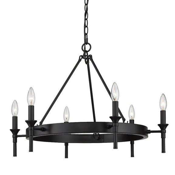 Golden Lighting Edinburgh 6 Light Chandelier in Matte Black