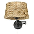 thumbnail image 1 of Wry Lighting Eleanor 1-light Swing Arm Wall Lamp in Matte Black and Woven Sweet Grass shade, 1 of 6