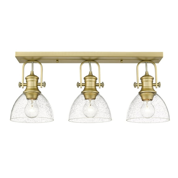 Yep by Golden Lighting Hines 3-light Semi-Flush Mount in Brushed Champagne Brass