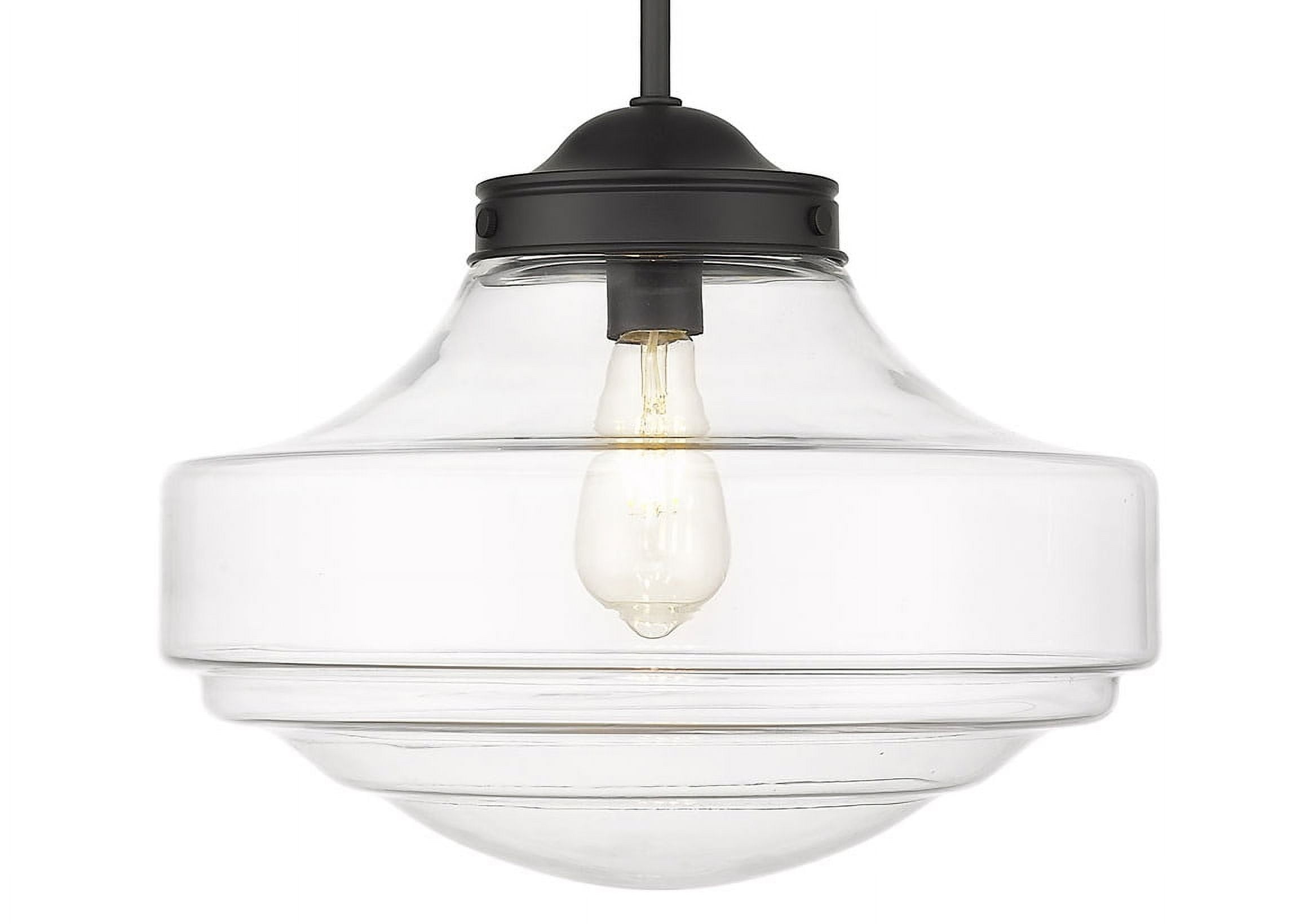 Artisan-Blown Retro Glass Large Pendant in Matte Black and Clear