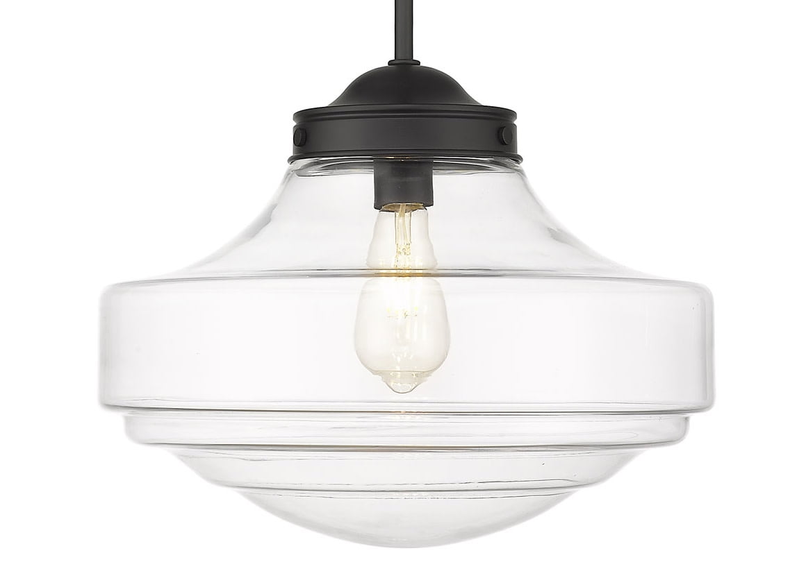Artisan-Blown Retro Glass Large Pendant in Matte Black and Clear