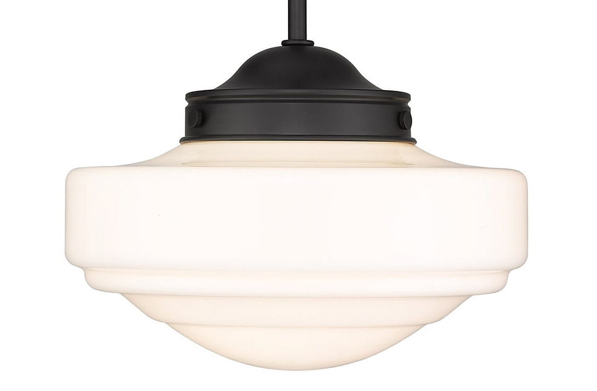 Matte Black Vintage Milk Glass Pendant Light