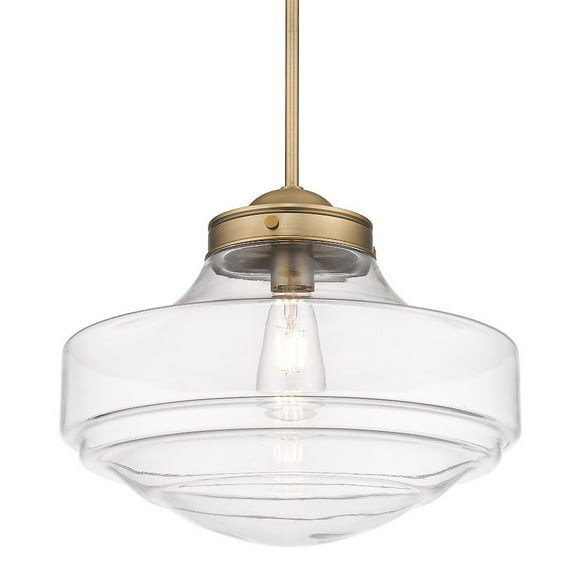 Golden Lighting Ingalls 1-light 16in Pendant in Modern Brass and Clear Glass