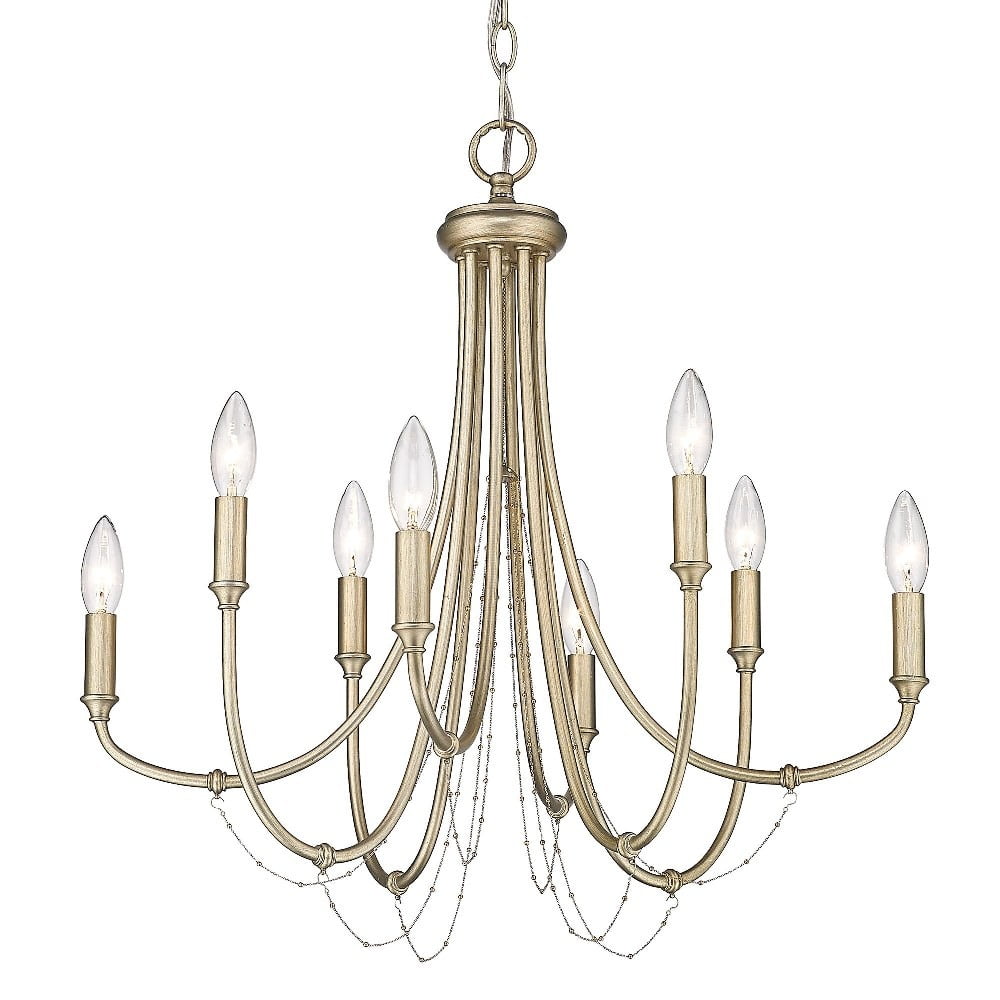 Kamila 8-Light White Gold Chandelier with Decorative Chains