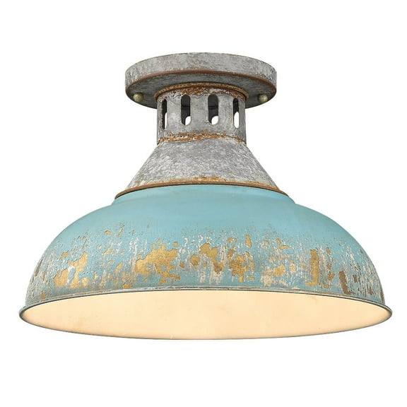 Golden Lighting Kinsley 1-light Semi-Flush Mount in Antique Teal shade