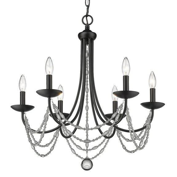Golden Lighting Mirabella 6 Light Chandelier in Matte Black