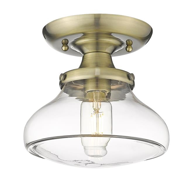 Nash Classic Clear Glass & Aged Brass Semi-Flush Ceiling Light