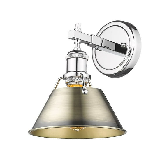 Golden Lighting 3306-BA1 CH-AB Orwell 1-Light Bath Vanity in Chrome with Aged Brass