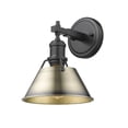 thumbnail image 1 of 3306-BA1 BLK-AB Golden Lighting Orwell - 1 Light Bath Vanity-9.88 Inches Tall and 7.5 Inches Wide-Matte Black Finish-Aged Brass Shade Color, 1 of 3