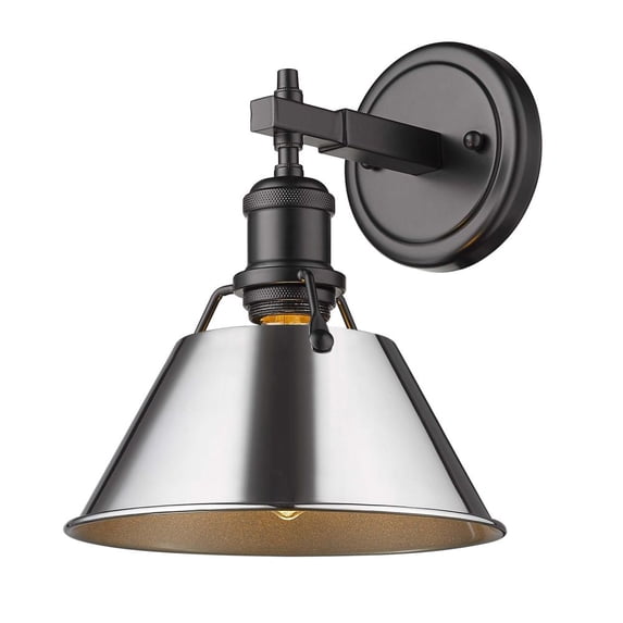 Yep by Golden Lighting Orwell 1-light Vanity in Matte Black and Chrome shade