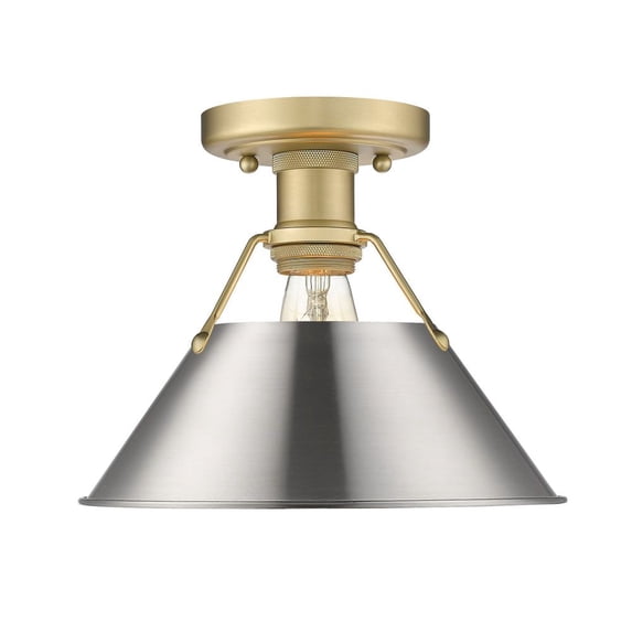 3306-FM BCB-PW-Golden Lighting-Orwell - 1 Light Flush Mount 8 Inches Tall and 10 Inches Wide-Brushed Champagne Bronze Finish-Pewter Shade Color