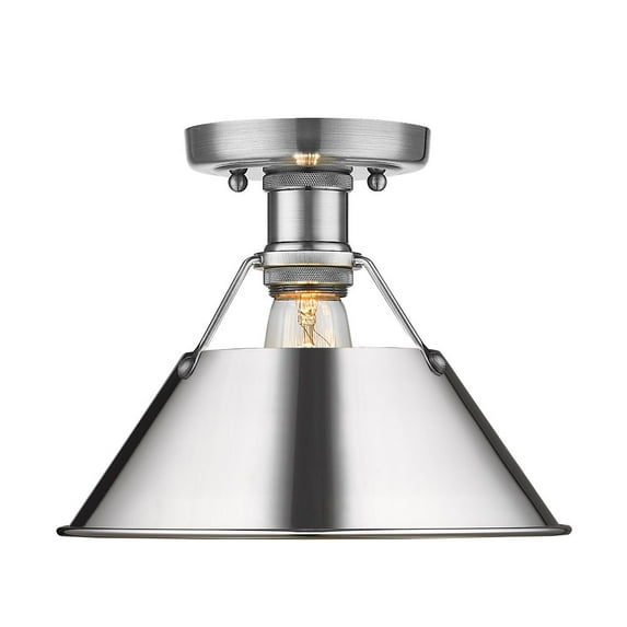 Yep by Golden Lighting Orwell 1-light Flush Mount in Pewter and Chrome shade