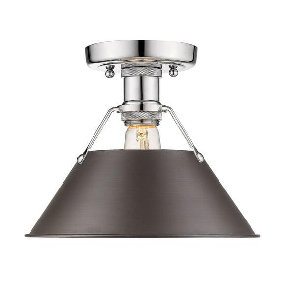 Yep by Golden Lighting Orwell 1-light Flush Mount in Chrome and Rubbed Bronze shade