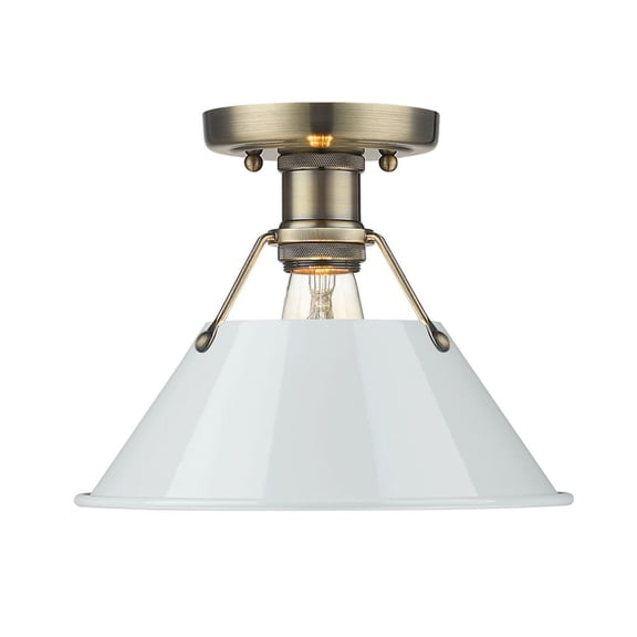 3306-FM AB-DB-Golden Lighting-Orwell - 1 Light Flush Mount 8 Inches Tall and 10 Inches Wide-Aged Brass Finish-Dusky Blue Shade Color