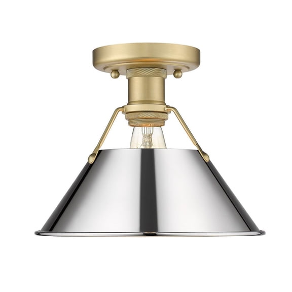 Golden Lighting 3306-FM BCB-CH Orwell 1-Light Flush Mount in Brushed Champagne Bronze with Chrome