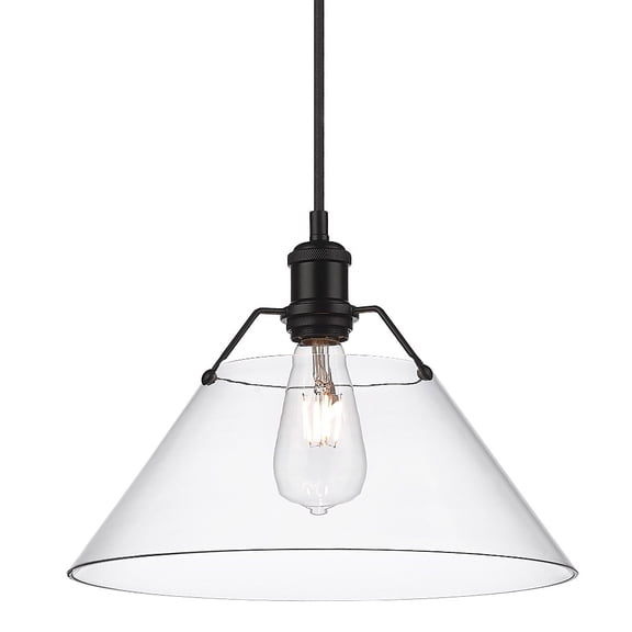 Yep by Golden Lighting Orwell 1-light 14in Pendant in Matte Black and Clear Glass