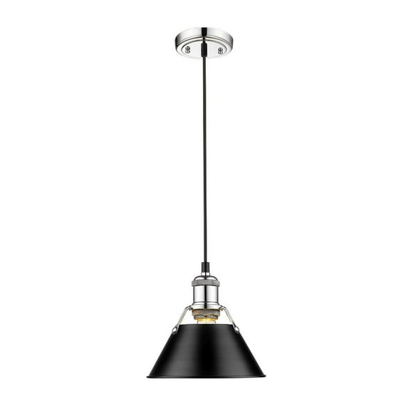 Yep by Golden Lighting Orwell 1-light 8in Pendant in Chrome and Matte Black shade