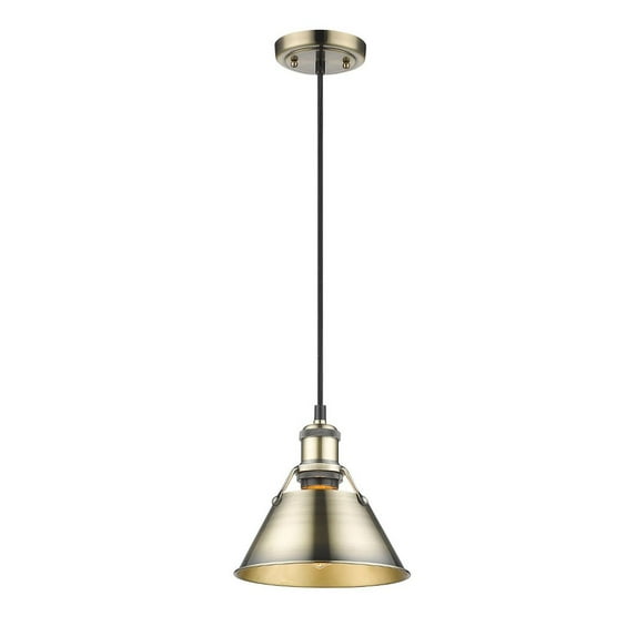 Yep by Golden Lighting Orwell 1-light 8in Pendant in Aged Brass