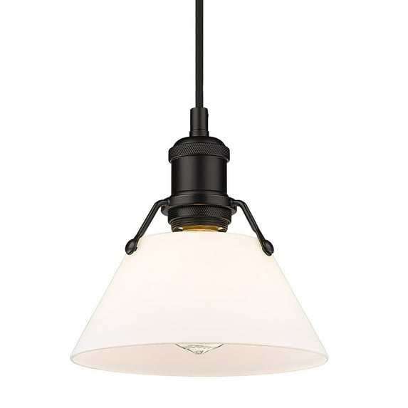 Yep by Golden Lighting Orwell 1-light 8in Pendant in Matte Black and Opal Glass