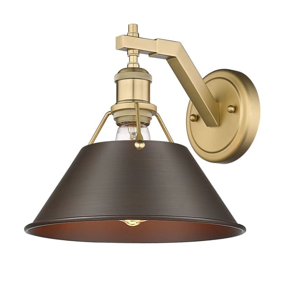 3306-1W BCB-RBZ Golden Lighting Orwell - 1 Light Wall Sconce-9.63 Inches Tall and 10 Inches Wide-Brushed Champagne Bronze Finish-Rubbed Bronze Shade