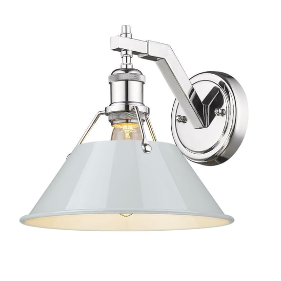 3306-1W CH-DB Golden Lighting Orwell - 1 Light Wall Sconce-9.63 Inches Tall and 10 Inches Wide-Chrome Finish-Dusky Blue Shade Color