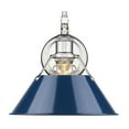 thumbnail image 1 of Yep by Golden Lighting Orwell 1-light Wall Sconce in Chrome and Navy Blue shade, 1 of 3