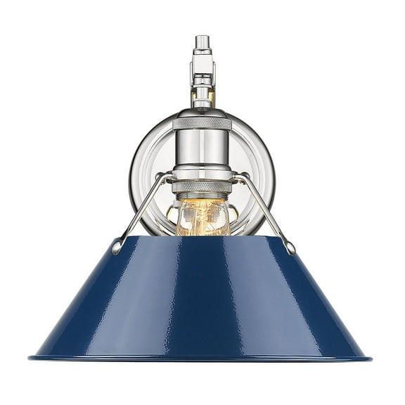 Yep by Golden Lighting Orwell 1-light Wall Sconce in Chrome and Navy Blue shade