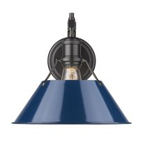 Yep by Golden Lighting Orwell 1-light Wall Sconce in Matte Black and Navy Blue shade