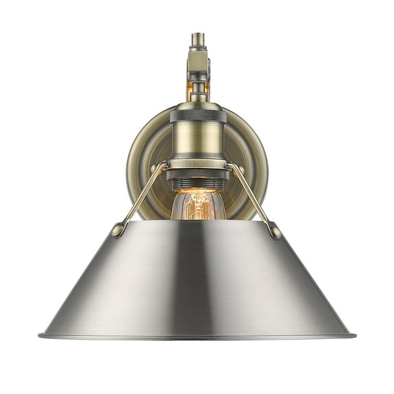 Yep by Golden Lighting Orwell 1-light Wall Sconce in Aged Brass and Pewter shade
