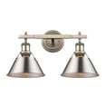 thumbnail image 1 of Yep by Golden Lighting Orwell 2-light Vanity in Aged Brass and Pewter shade, 1 of 3