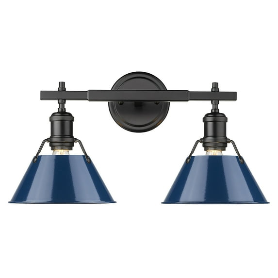 Yep by Golden Lighting Orwell 2-light Vanity in Matte Black and Navy Blue shade