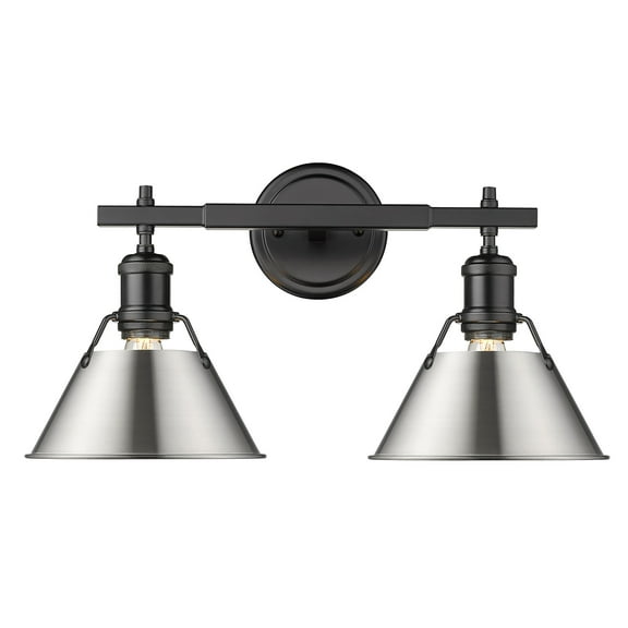 Yep by Golden Lighting Orwell 2-light Vanity in Matte Black and Pewter shade