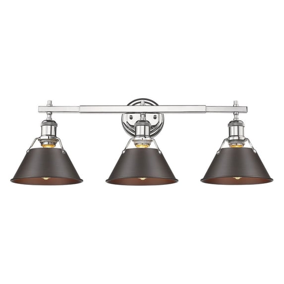 Yep by Golden Lighting Orwell 3-light Vanity in Chrome and Rubbed Bronze shade