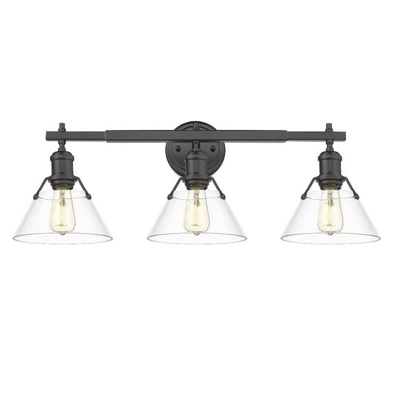 Yep by Golden Lighting Orwell 3-light Vanity in Matte Black and Clear Glass